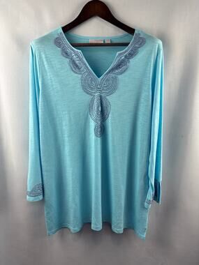 Women’s Bellisima Kim Gravel Large Aqua Beaded Blouse